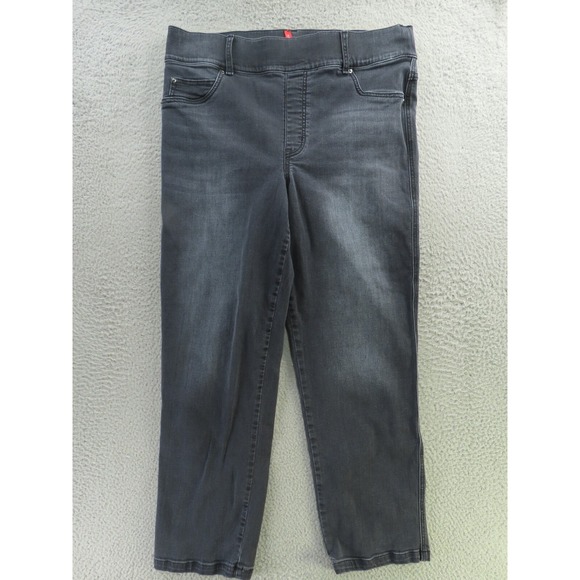 Spanx Jeans Womens 1X Black Vintage Straight Stretch Pull On Faded - Picture 1 of 10
